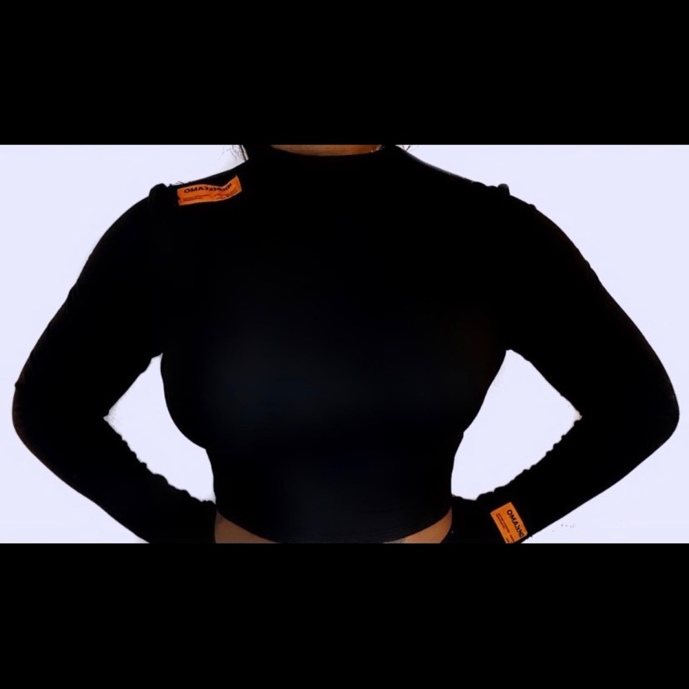 Orange label crop top